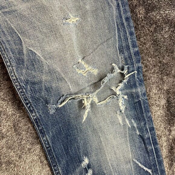 SOLD Diesel Safado Mens Jeans 31X32 Distressed Whisker Straight Button Fly Blue - Picture 3 of 13